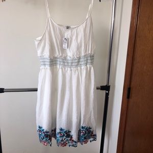 White and Blue Embroidered Summer Dress